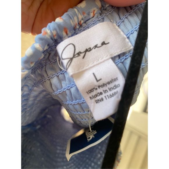 Japna NWT Blue Animal Print Spring Peplum Blouse, Size Large - Picture 3 of 4